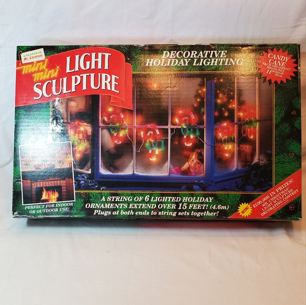 Mr Christmas Vtg 1994 Candy Canes Mini Light Sculpture 6-Lights 15-Feet